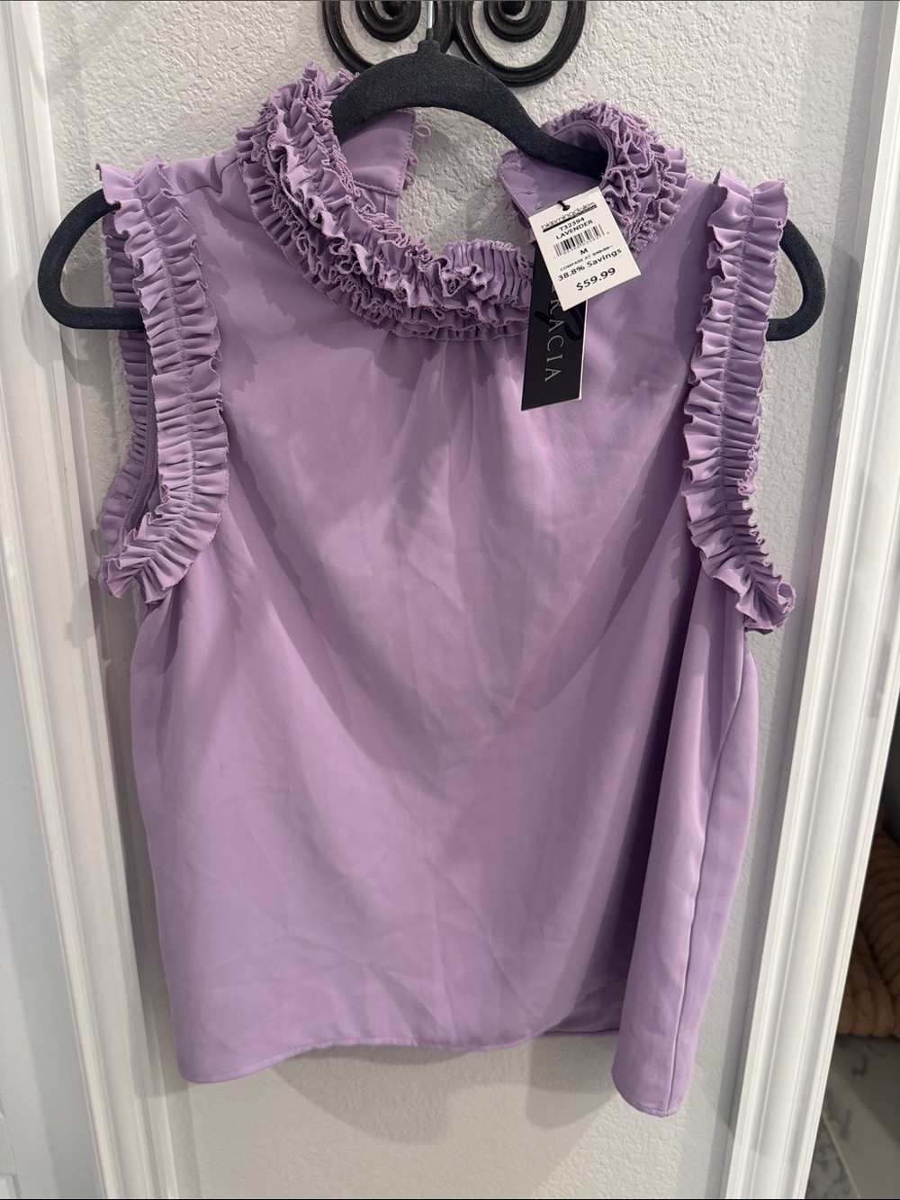 Gracia Lilac Ruffle Neck Sleeveless Camisole